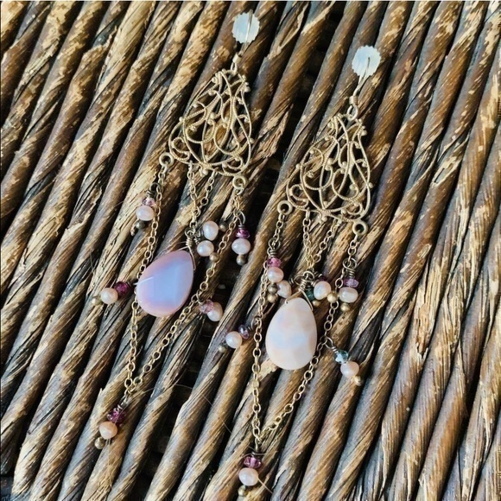 Beaded Chain Dangle Post Earrings - image 5